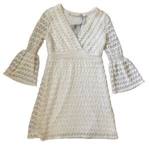 Chelsea Theodore Ivory Trumpet Sleeve Dress XS